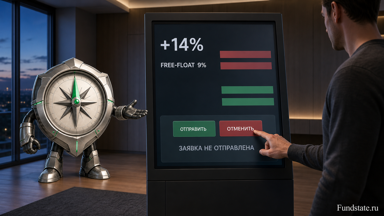 Инвестор отменяет рыночную заявку после проверки free-float и разреженного стакана: резкий рост цены ещё не означает, что бумагой легко торговать.